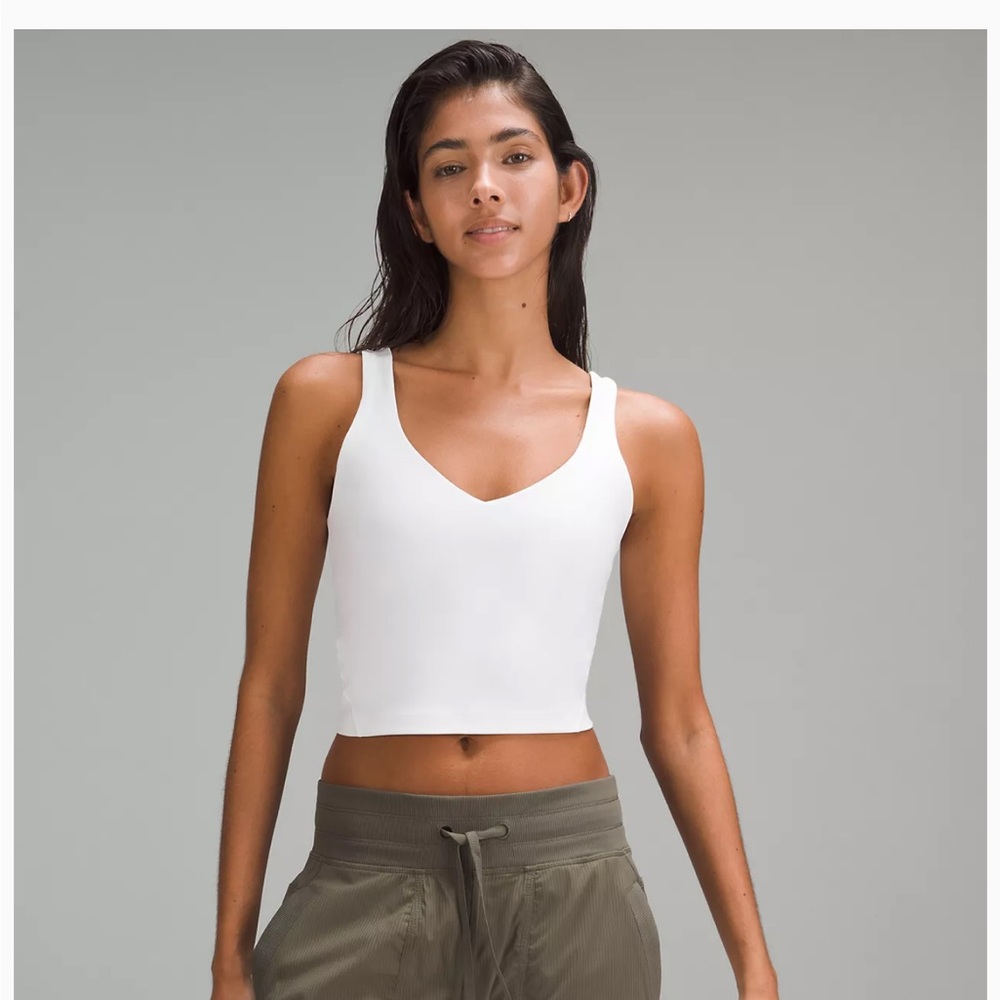 lululemon athletica White V-Neck Cropped Tank Top